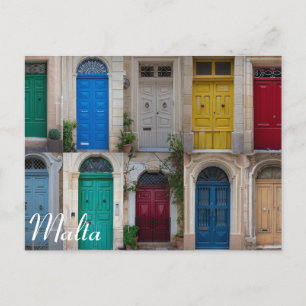 Postal Coloridas puertas delanteras en Malta Postcard