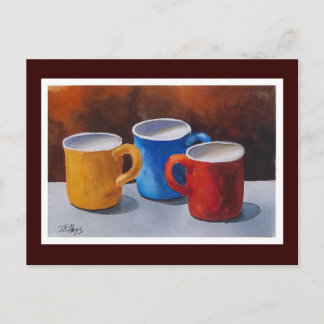 Postal Coloridas tazas de café