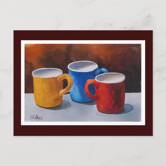 Postal Coloridas tazas de café (Anverso)