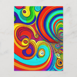Postal Coloridas Y Groovy Arcoiris Swirls