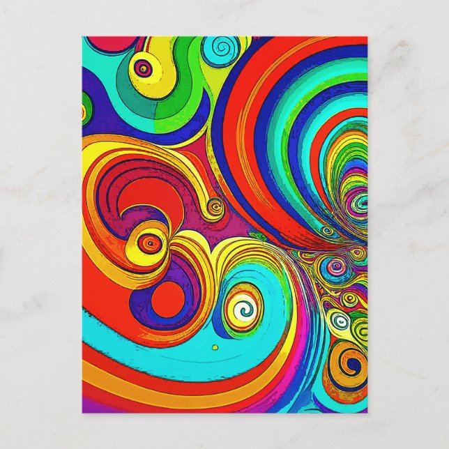 Postal Coloridas Y Groovy Arcoiris Swirls (Anverso)