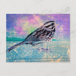 Postal Colorido Abstract Bird Art: Vibrant Songbird