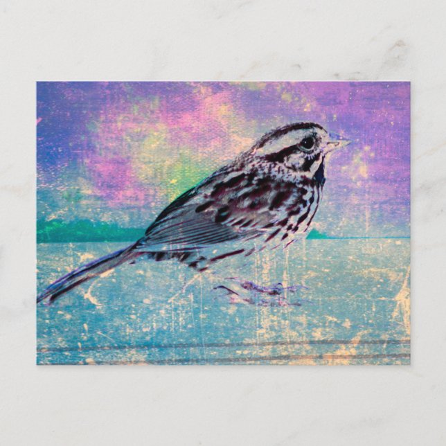 Postal Colorido Abstract Bird Art: Vibrant Songbird (Anverso)