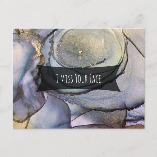 Postal Colorido Abstracto Tinta Alcohólica Me Extraño La  (Anverso)