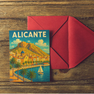 Postal Colorido Alicante España Viaje pintado