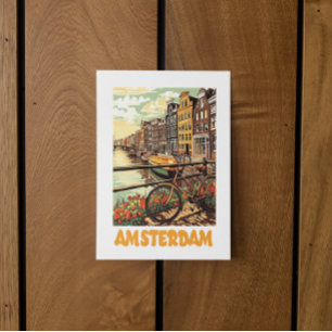 Postal Colorido Amsterdam Vintage Holanda Ciudad del Cana
