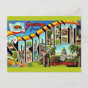 Postal Colorido Antiguo Sacramento CA