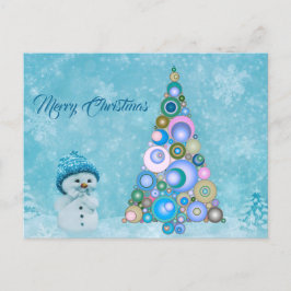 Postal Colorido árbol de Navidad Verde azulado