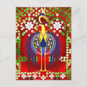 Postal Colorido Art Nouveau Crane