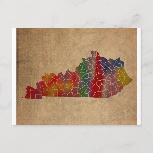 Postal Colorido arte de los condados de Kentucky (Anverso)