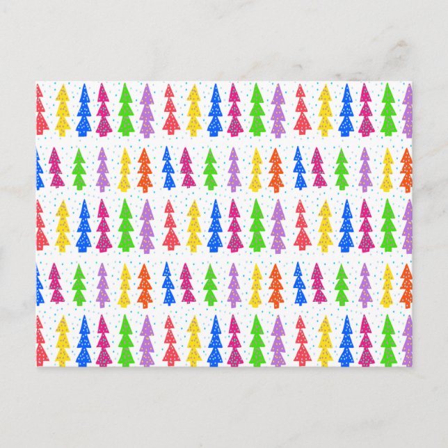 Postal Colorido arte pop del árbol de Navidad (Anverso)