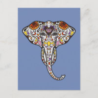 Colorido Arte Popular Azúcar Calavera Elefante mág