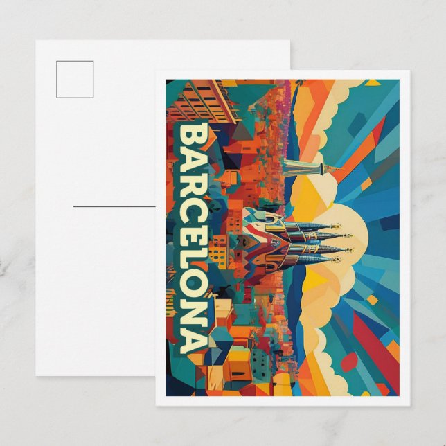 Postal Colorido artístico de Barcelona España (Anverso / Reverso)