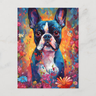 Postal Colorido Boston Terrier