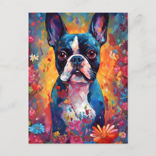 Postal Colorido Boston Terrier (Anverso)
