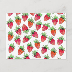 Postal Colorido brillante acuarela Fruity Strawberries