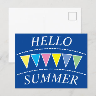 Postal Colorido Bunting Hello Sumer