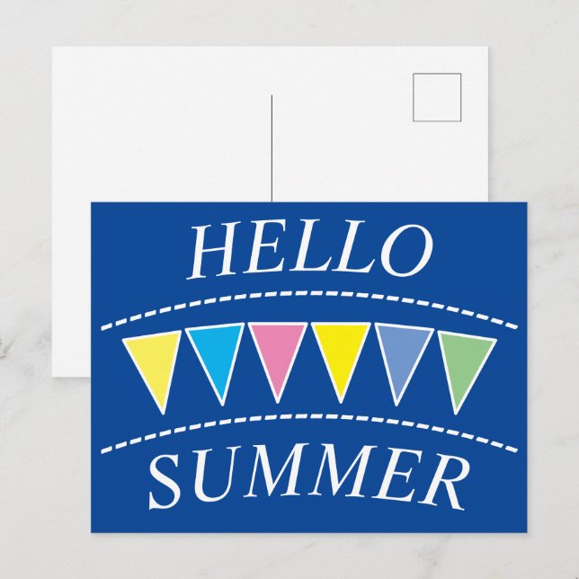 Postal Colorido Bunting Hello Sumer (Anverso / Reverso)