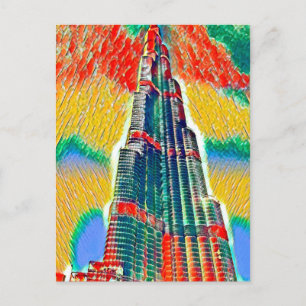 Postal Colorido Burj Khalifa pintura colorida