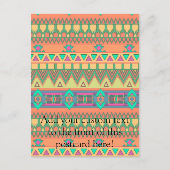 Postal Colorido Chevron Zig Zag Tribal Azteca Ikat Patrón (Anverso)