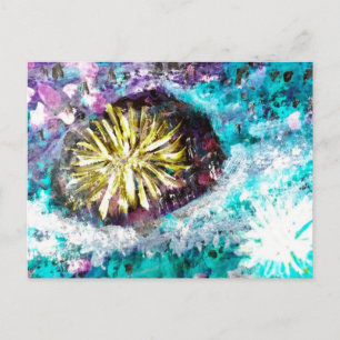Postal Colorido Coral Reef Sea Urchin