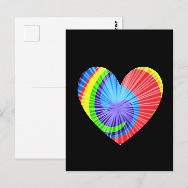 Postal Colorido corazón de tinte (Anverso / Reverso)