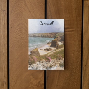 Postal Colorido Cornwall England paisaje costero