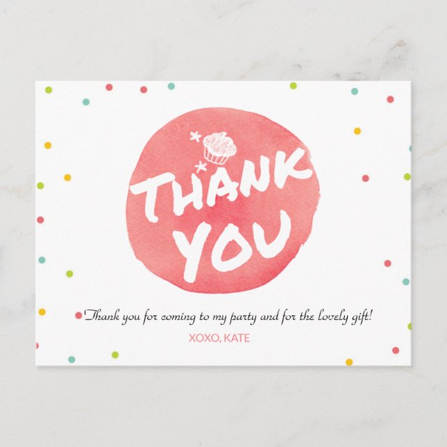 POSTAL COLORIDO CUPCAKE GRACIAS (Anverso)