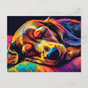 Postal Colorido Dachshund durmiendo