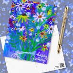 Postal Colorido Daisy Bouquet Blue Feliz cumpleaños Perso<br><div class="desc">Personalizar esta tarjeta con tu propio texto en la parte posterior! ¡Revisa mi tienda para más!</div>
