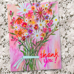 Postal Colorido Daisy Bouquet Gracias<br><div class="desc">Personalizar esta tarjeta con un nombre especial y tu propio texto en la parte posterior! ¡Revisa mi tienda para más!</div>