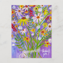 Postal Colorido Daisy Bouquet Gracias