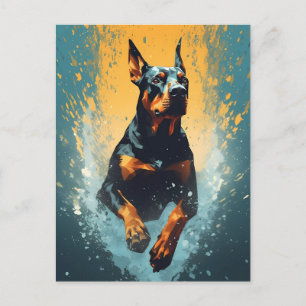 Postal Colorido Doberman