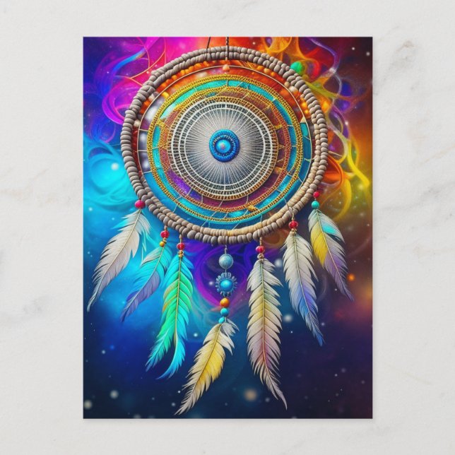 Postal Colorido Dreamcatcher místico (Anverso)