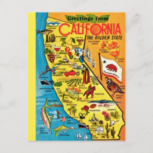Postal  Colorido Estado de California 