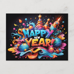 Postal colorido Feliz año nuevo
