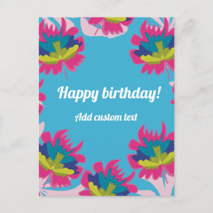 Postal Colorido floral azul tropical para personalizado d