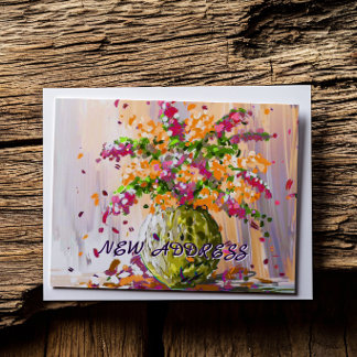 Postal Colorido Floral Nos Mudamos Nueva Casa Mudanza Nue