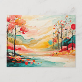 Postal Colorido Foliage Watercolor Art