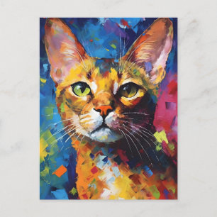 Postal Colorido gato abysiniano