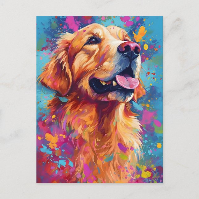 Postal Colorido Golden Retriever (Anverso)