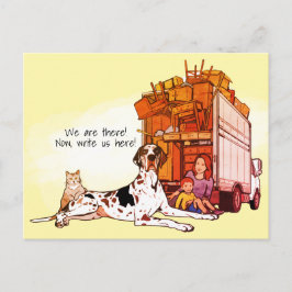 Postal Colorido Gran Danés Gato Nos Mudamos Nuevo Hogar M