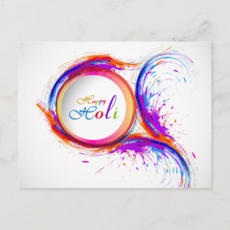 Postal Colorido Happy Holi Paint Swirl