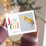 Postal Colorido Joyful Y Foto | Happy Holidays Postcar<br><div class="desc">Colorido Joyful Y Foto | Felices fiestas</div>