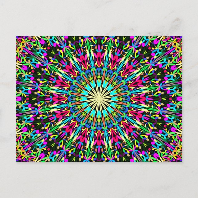 Postal Colorido Kaleidoscope Floral Mandala (Anverso)