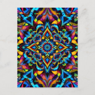 Postal Colorido Kaleidoscope Mandala Design Mug, almohada
