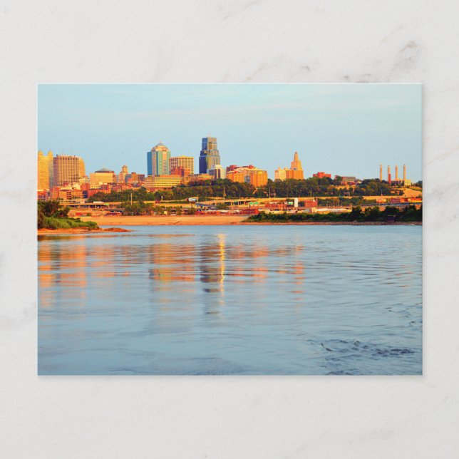 Postal Colorido Kaw Point en Kansas City, Missouri (Anverso)