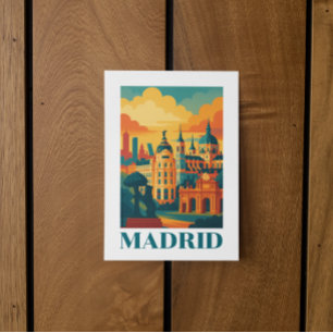 Postal Colorido Madrid España Viaje de época