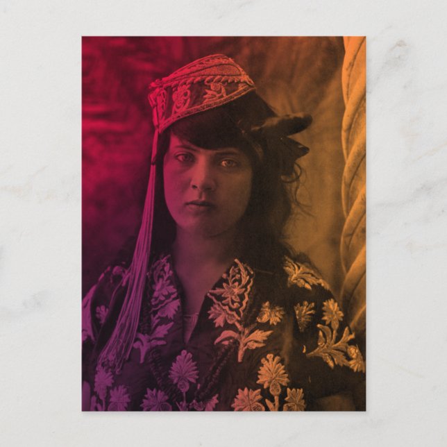 Postal Colorido Maghreb, Chica tunecino judío de Yerba Po (Anverso)