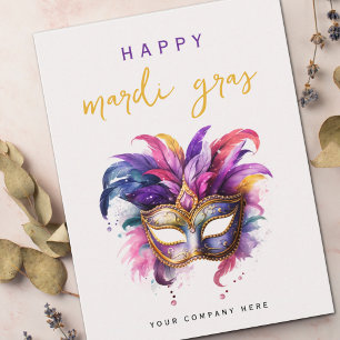 Postal Colorido Mardi Gras Masquerade Business